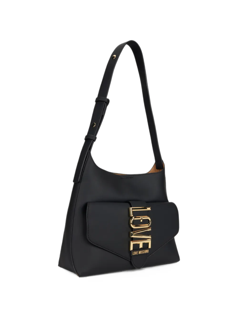 Love Moschino Schoudertas met verstelbaar bandje en logo-plakkaat Zwart