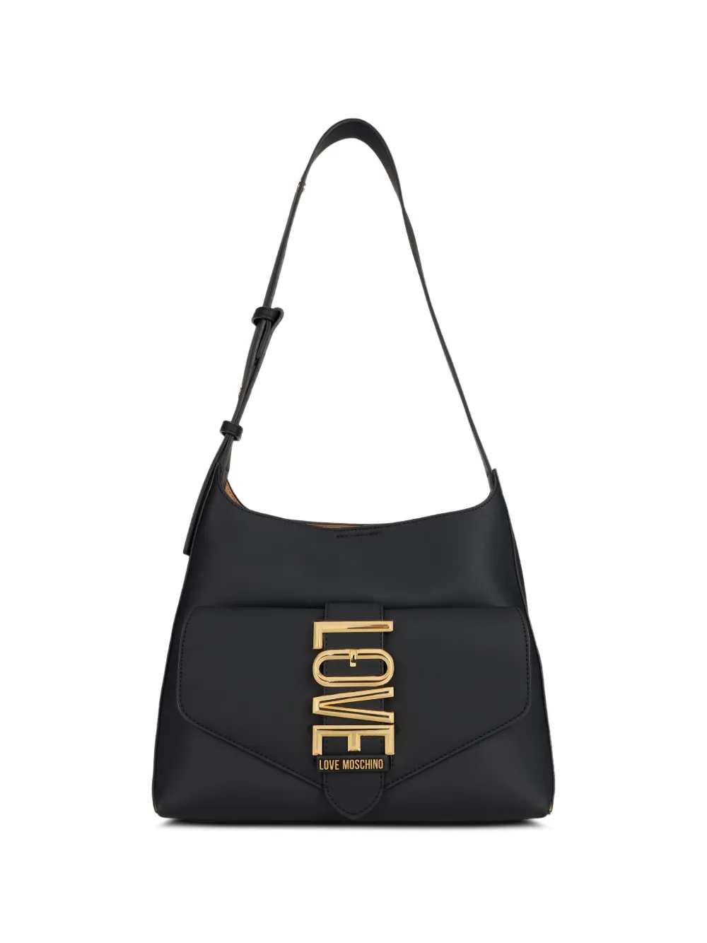 Love Moschino Schoudertas met verstelbaar bandje en logo-plakkaat Zwart