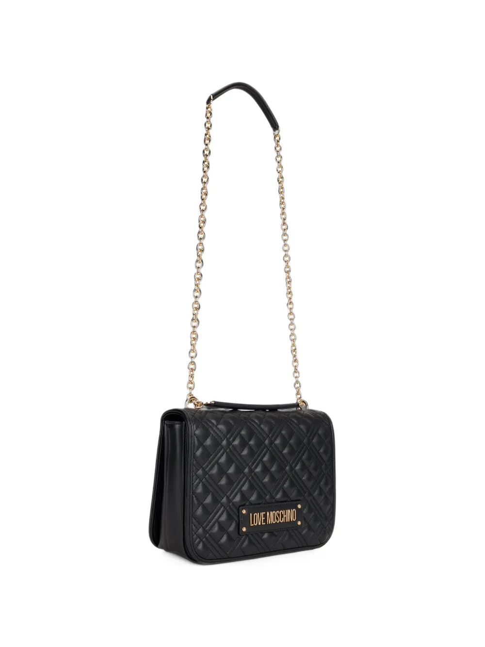 Love Moschino Gewatteerde schoudertas met ketting Zwart
