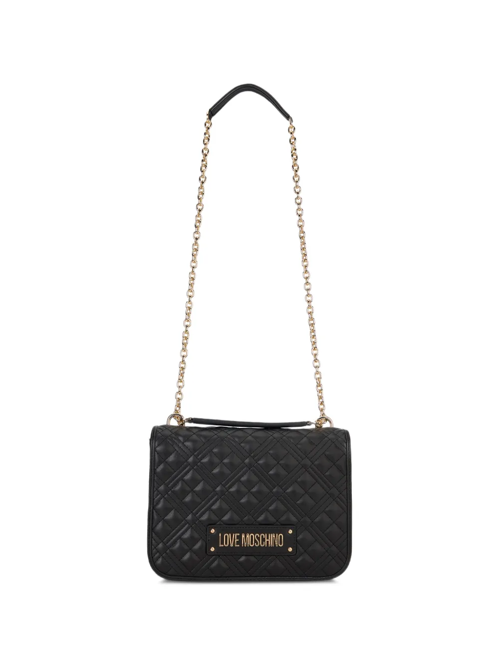 Love Moschino Gewatteerde schoudertas met ketting Zwart