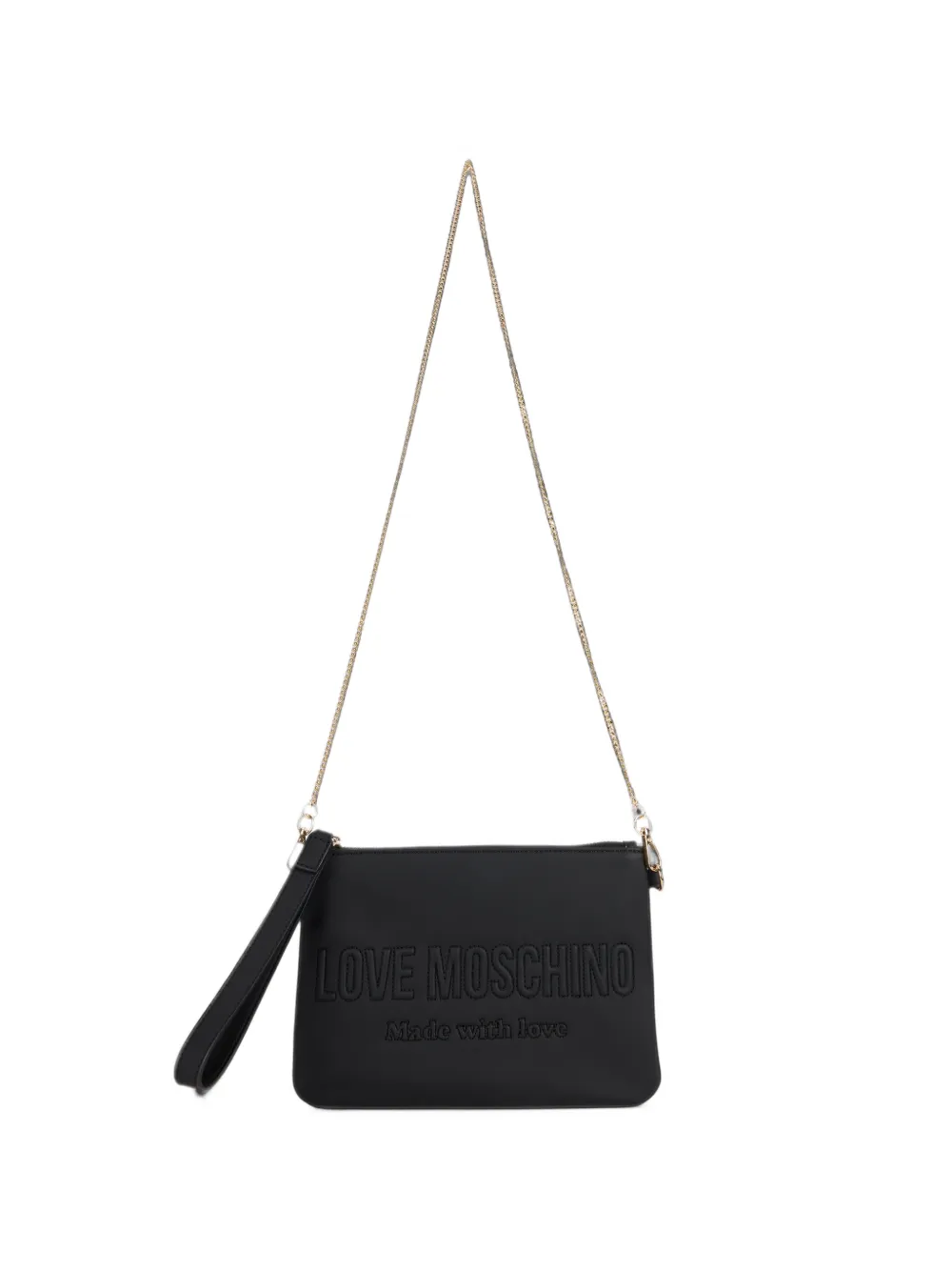 Love Moschino logo-embossed chain-link shoulder bag - Schwarz