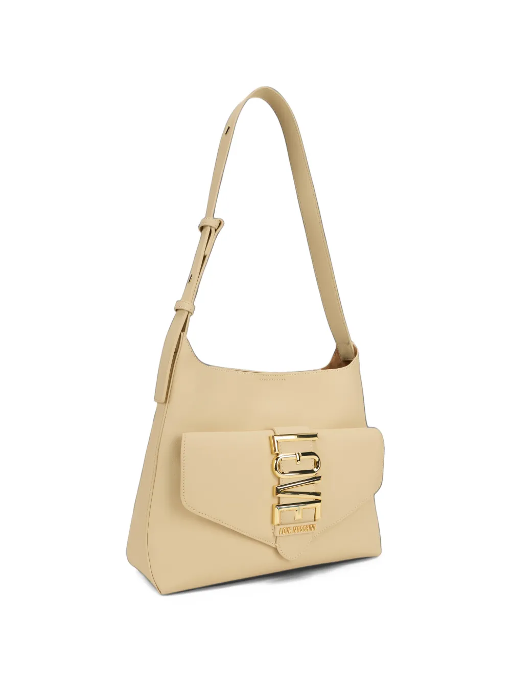Love Moschino Schoudertas met logoplakkaat Beige