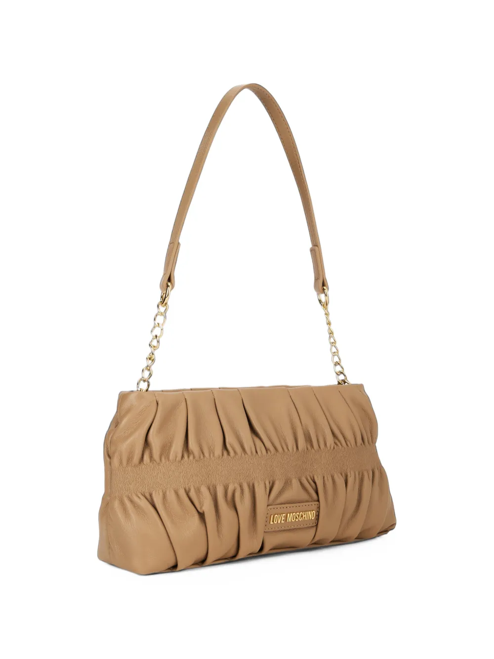 Love Moschino Gewatteerde schoudertas met ruches Beige