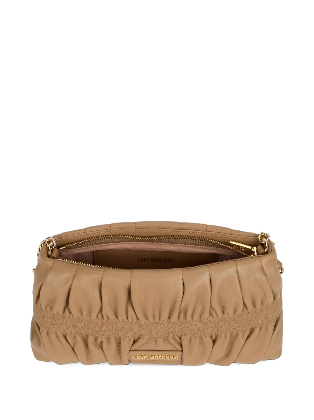 Love Moschino Gewatteerde schoudertas met ruches Beige