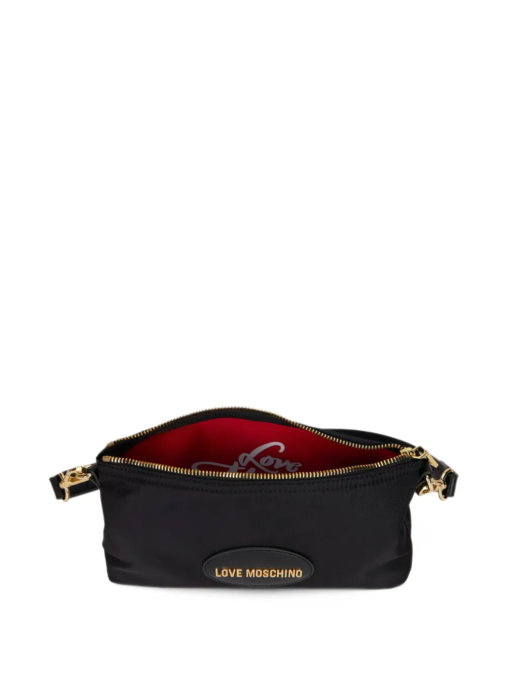 Love Moschino Schoudertas met logoplakkaat Zwart