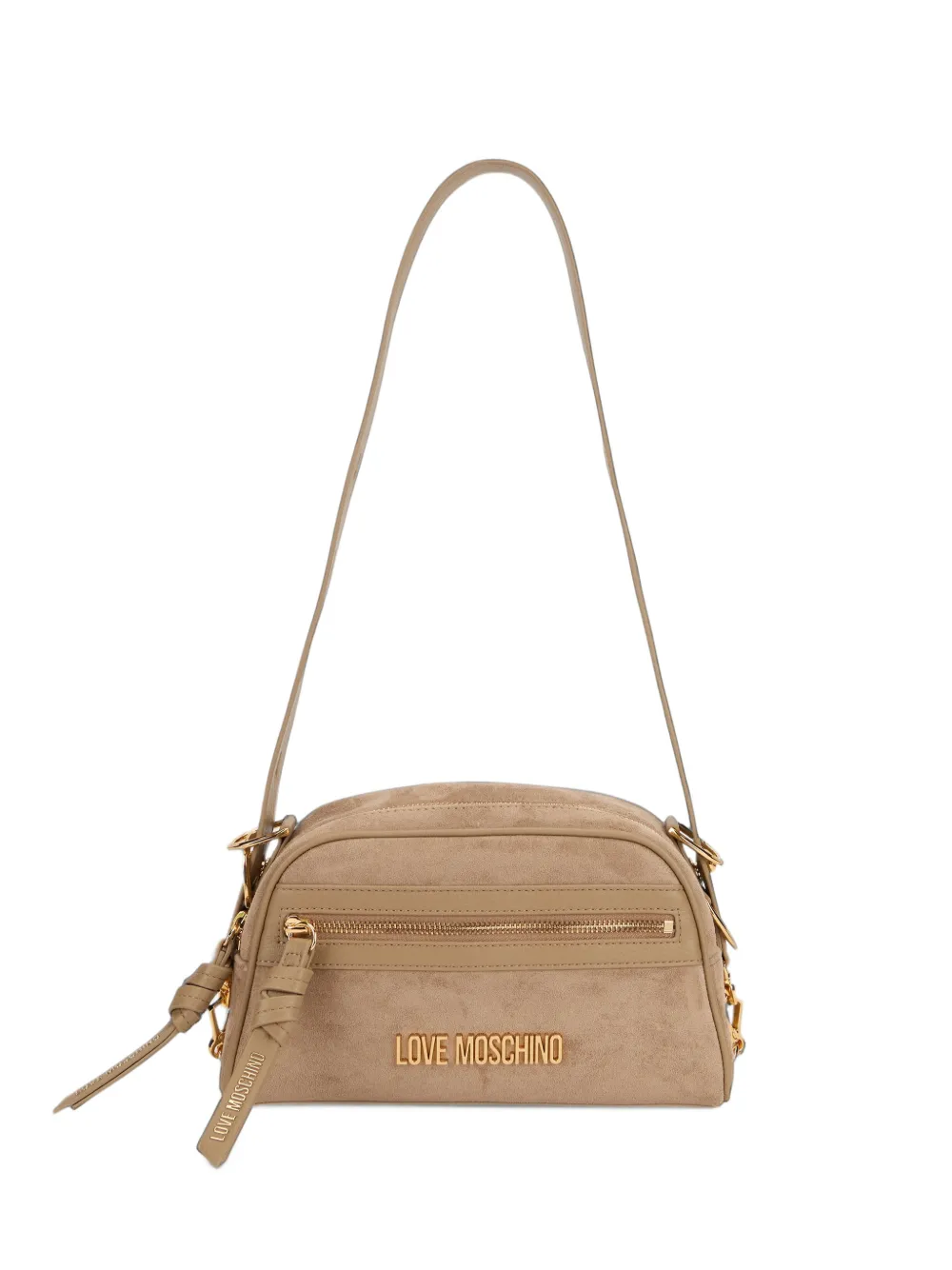 Love Moschino logo-plaque shoulder bag - Nude