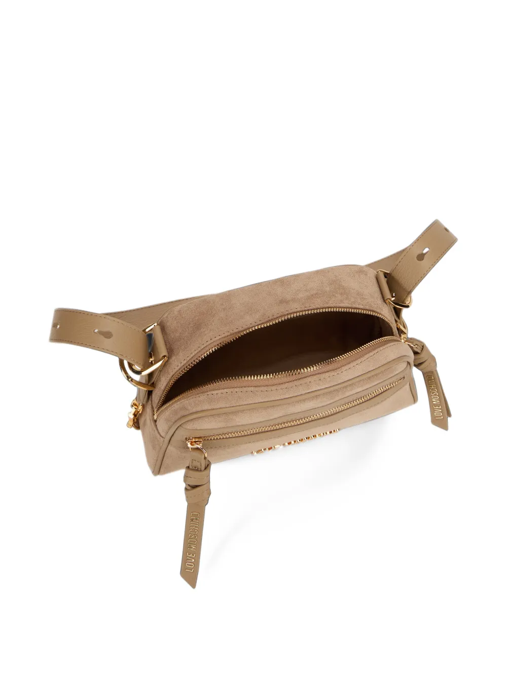 Love Moschino Schoudertas met logoplakkaat Beige