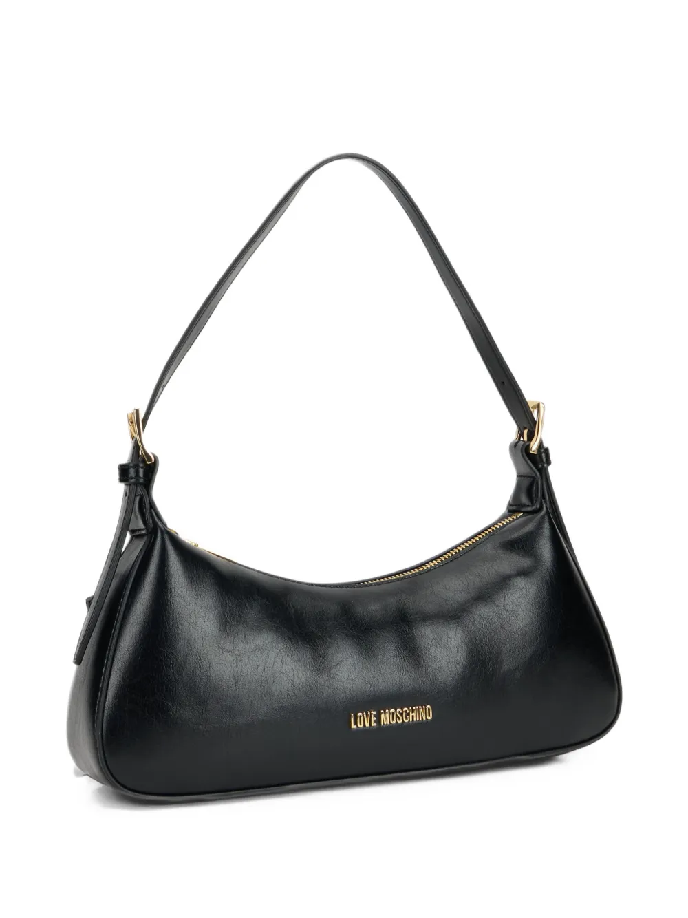 Love Moschino Schoudertas met gewelfd logo-plakkaat Zwart