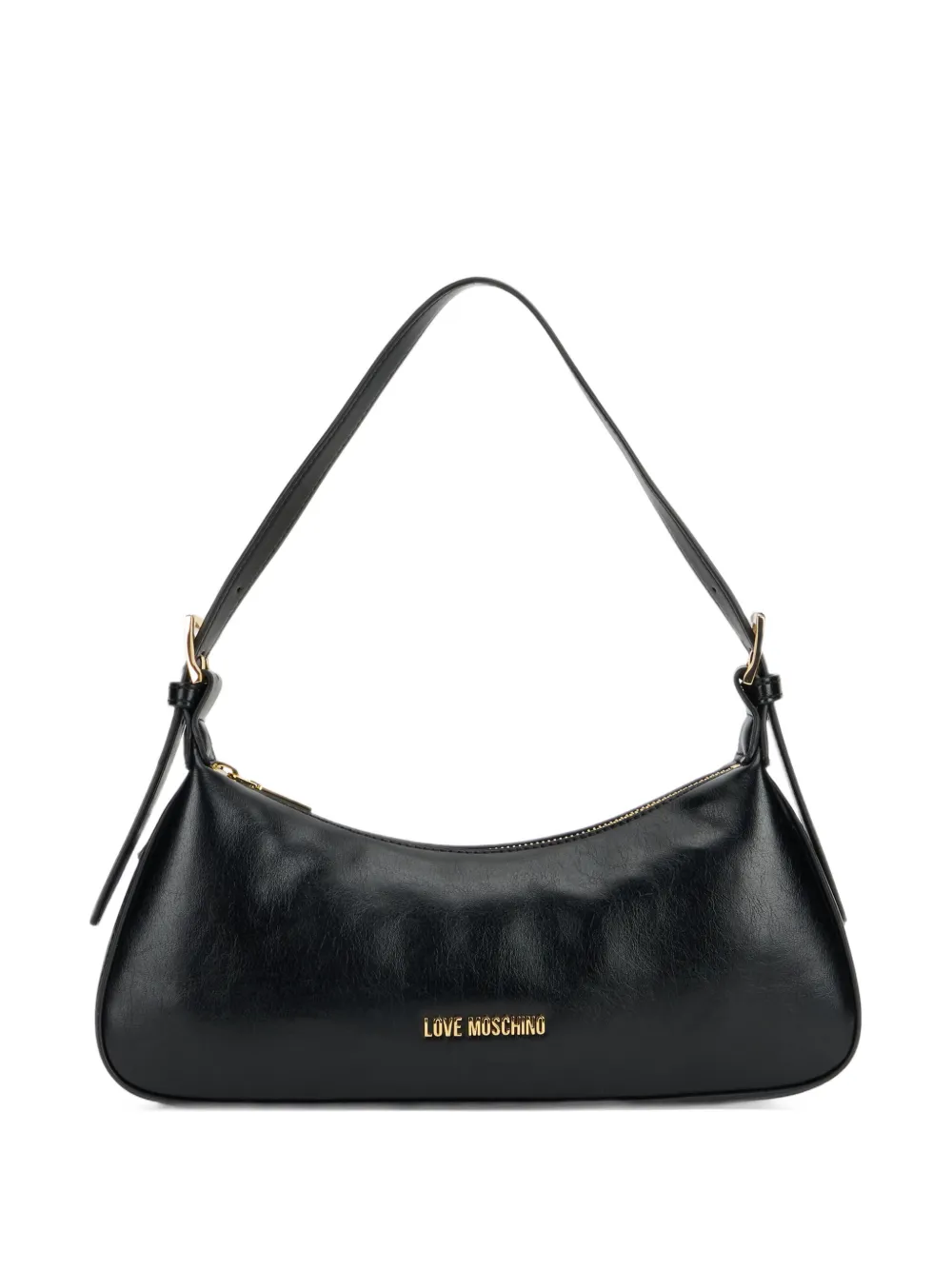 Love Moschino Schoudertas met gewelfd logo-plakkaat Zwart