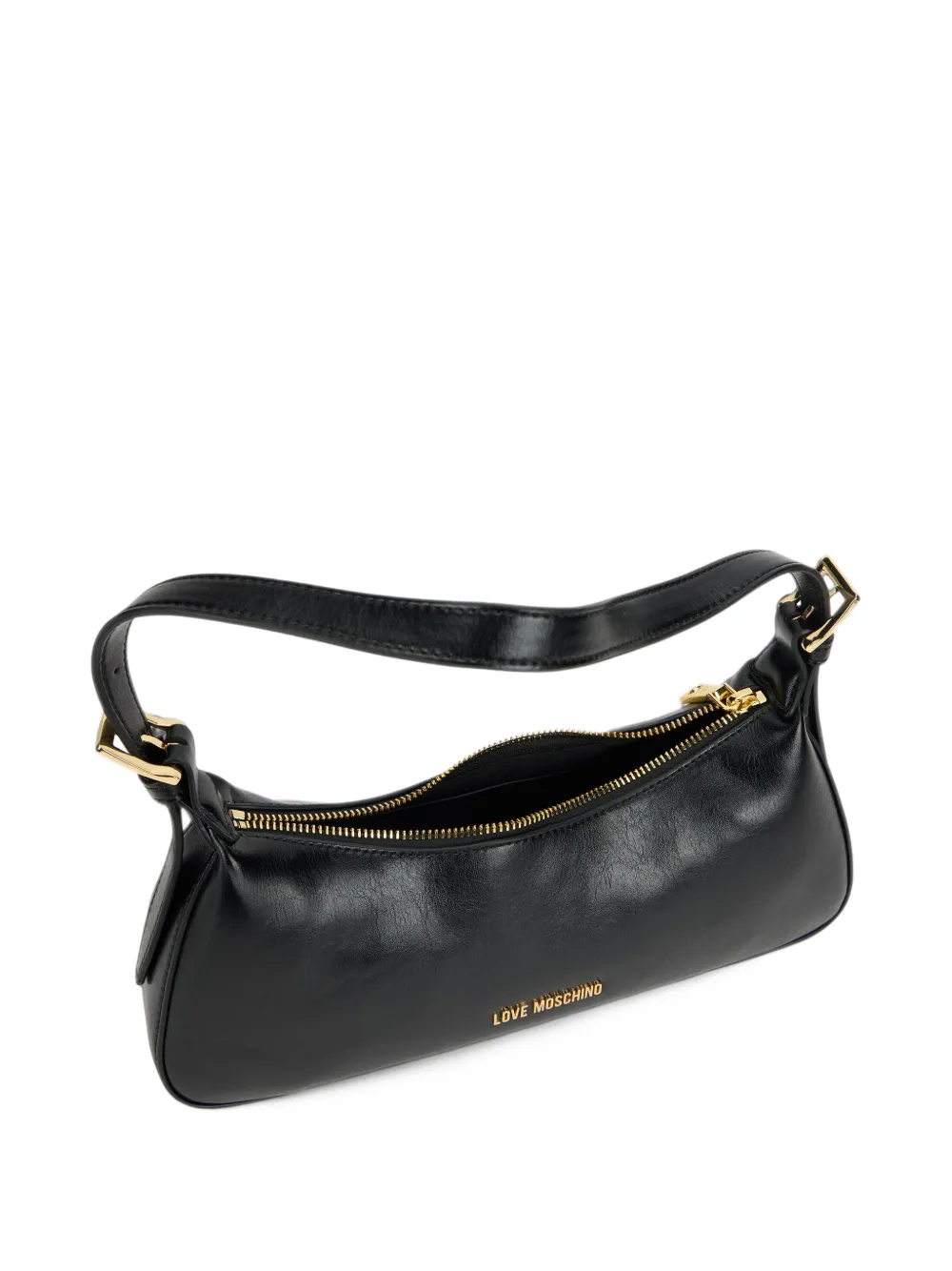 Love Moschino Schoudertas met gewelfd logo-plakkaat Zwart