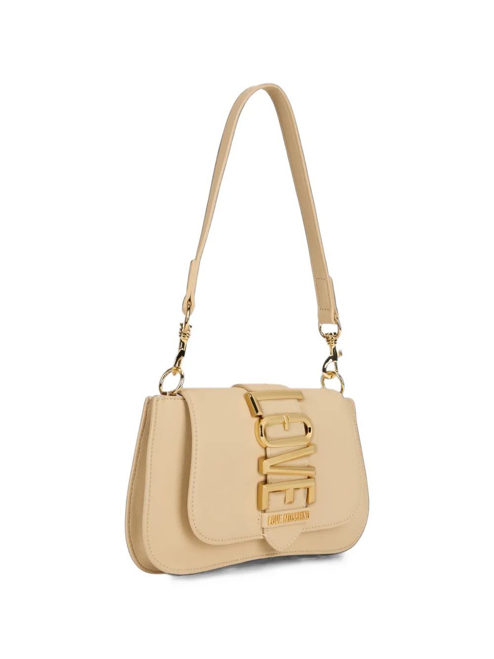 Love Moschino Schoudertas met logoplakkaat Beige