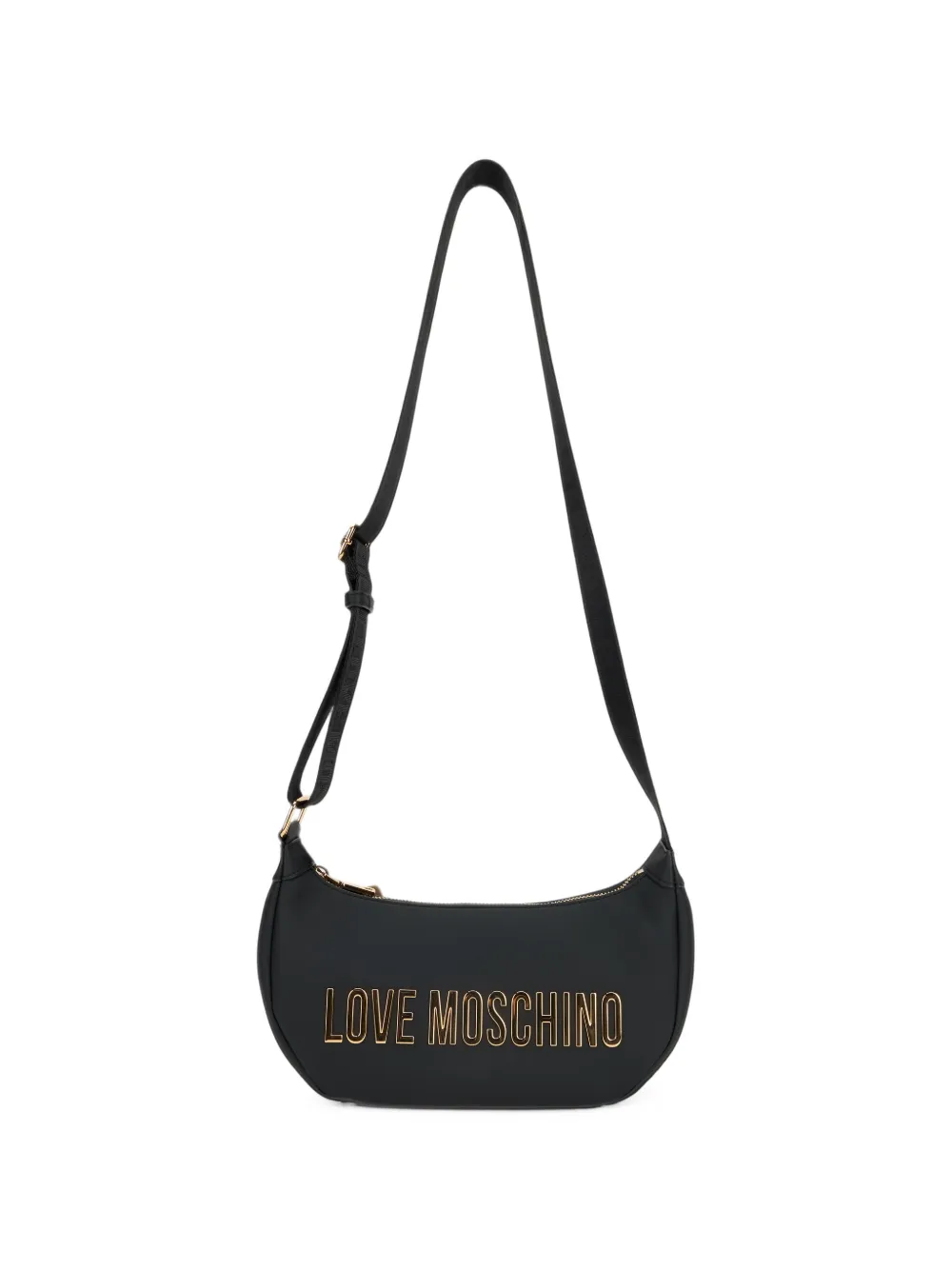 Love Moschino logo-lettering curved shoulder bag - Nero