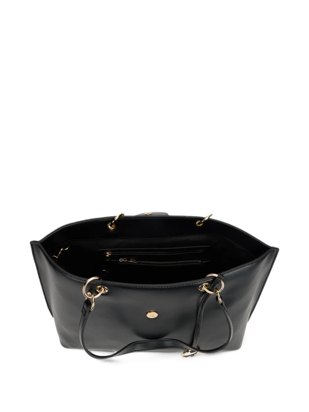 Love Moschino Shopper met logo-plakkaat en metalen ring Zwart