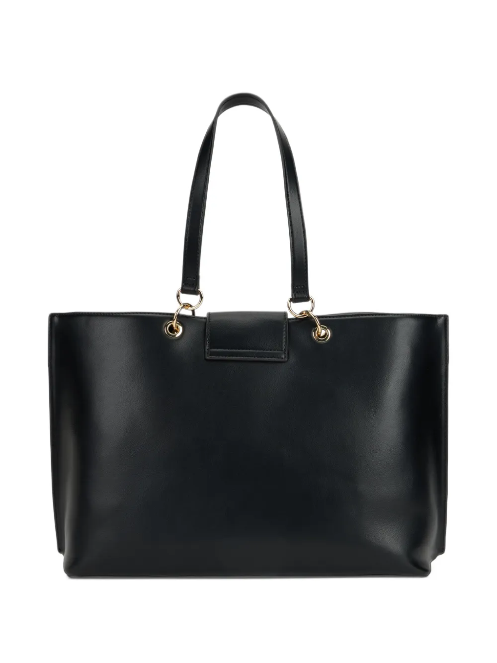 Love Moschino Shopper met logo-plakkaat en metalen ring Zwart