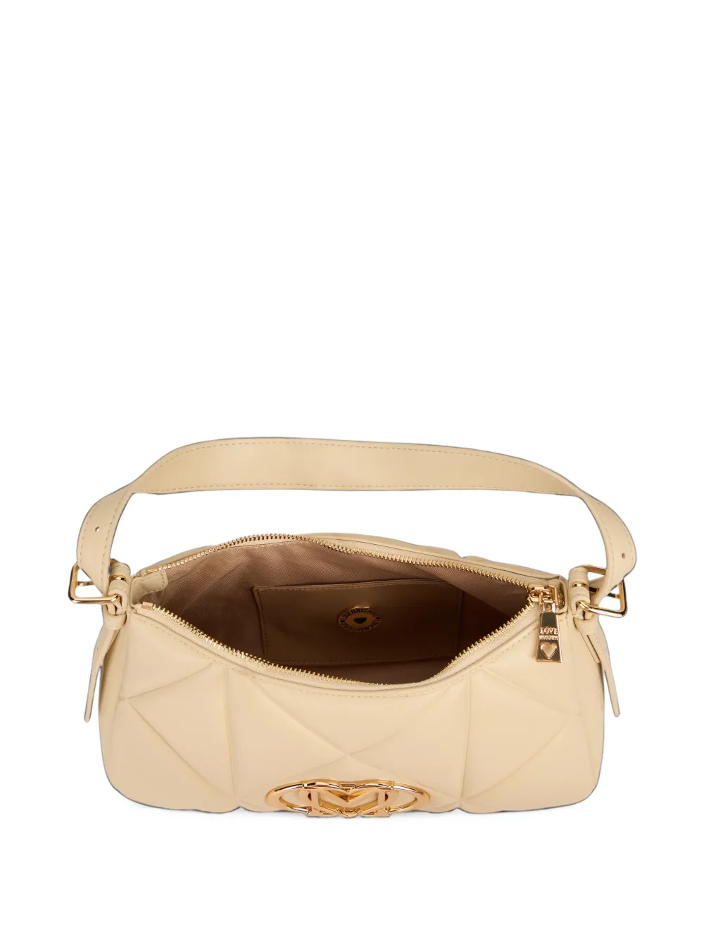 Love Moschino Schoudertas met logoplakkaat Beige