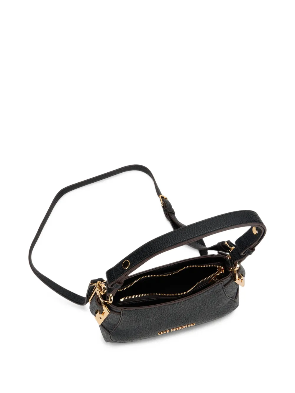 Love Moschino Schoudertas met logotekst en bewerkte textuur Zwart