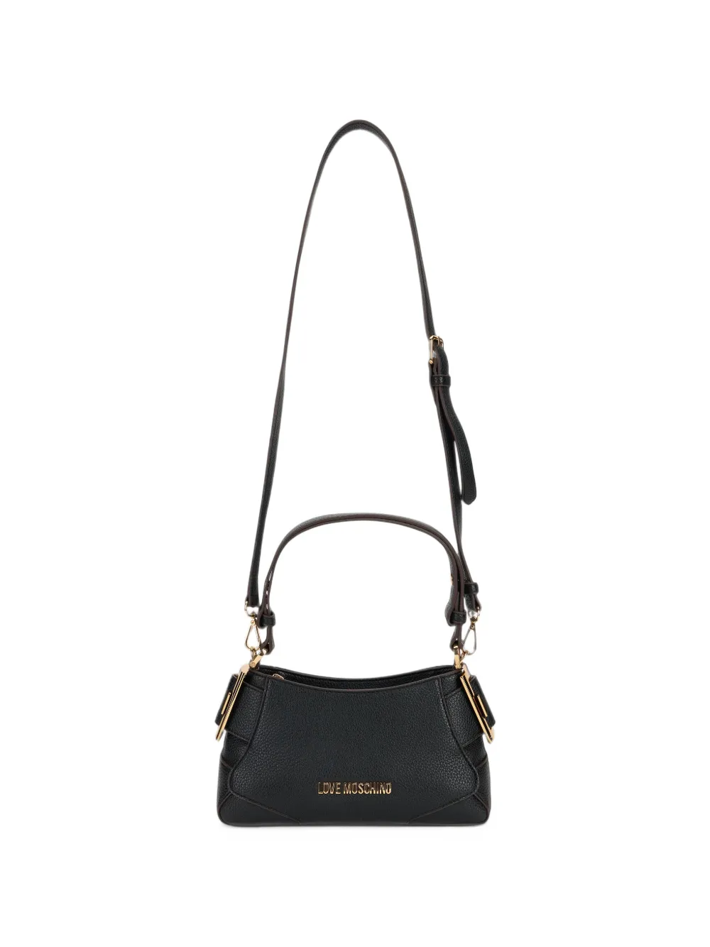 Love Moschino logo-lettering pebbled-texture shoulder bag - Schwarz