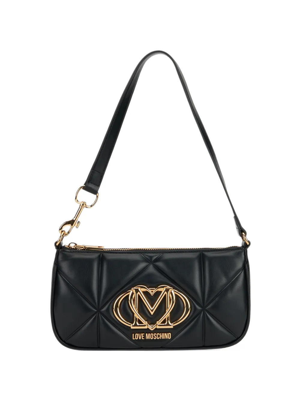 Love Moschino quilted logo-plaque shoulder bag - Schwarz