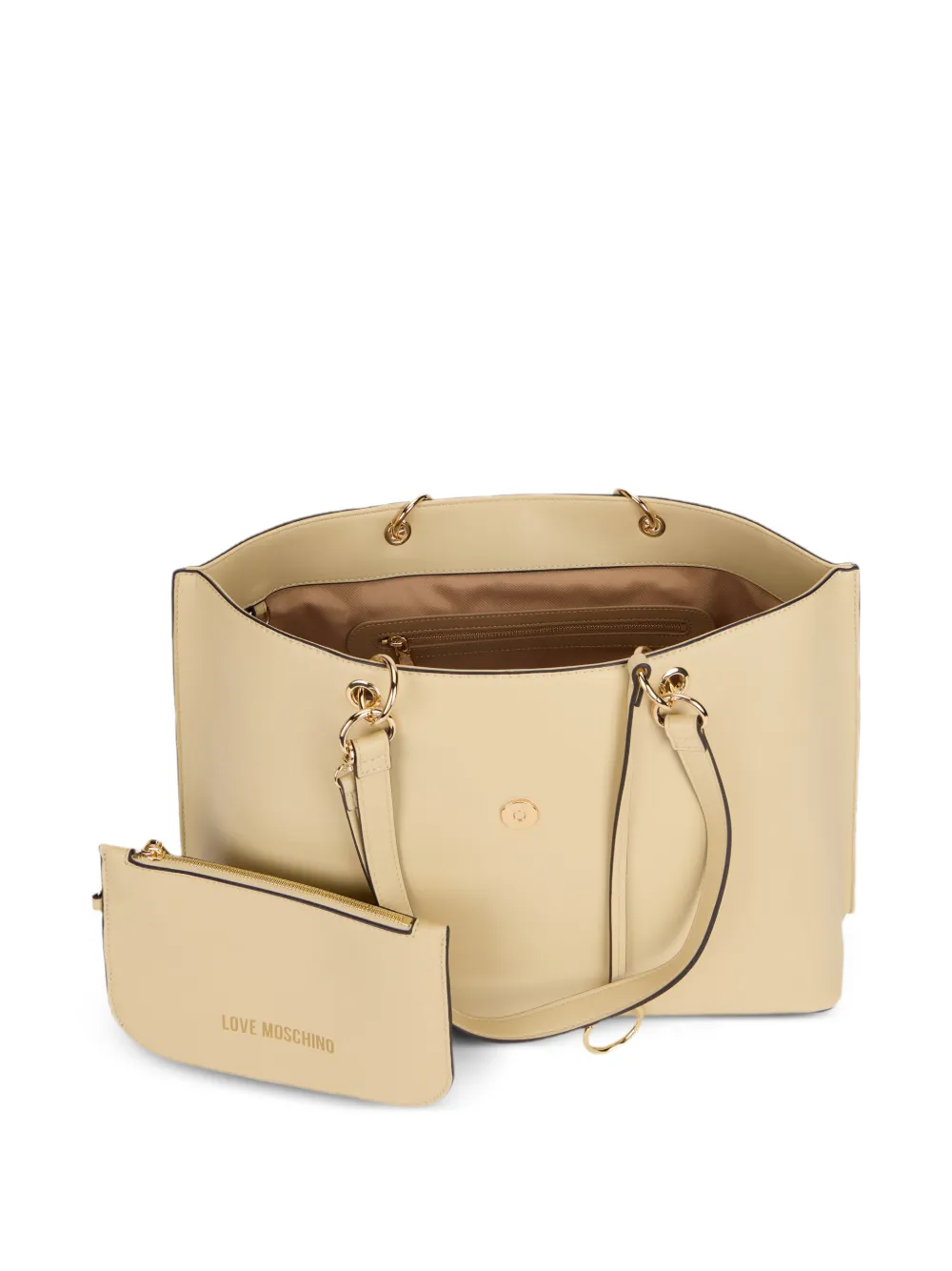 Love Moschino Shopper met logo-plakkaat en wasknijper-detail Beige