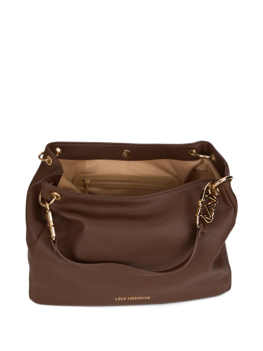 Love Moschino Shopper met logoplakkaat Bruin