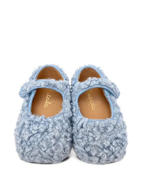 Eli1957 teddy-texture touch-strap ballet flats