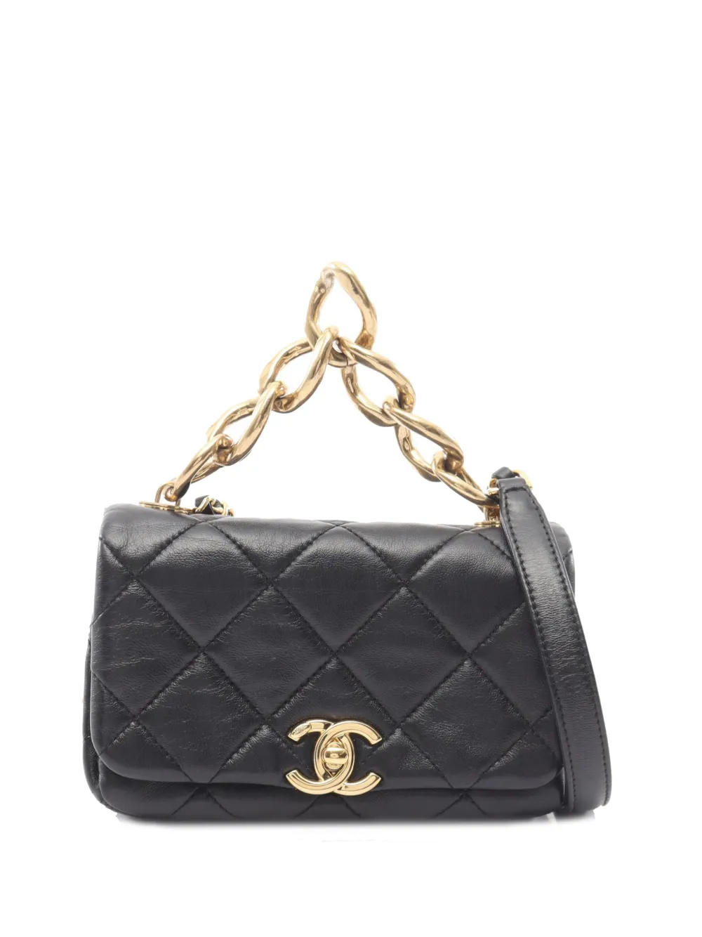 CHANEL Pre-Owned 2021-2026 Mini Quilted Lambskin Color Match Flap satchel - Black