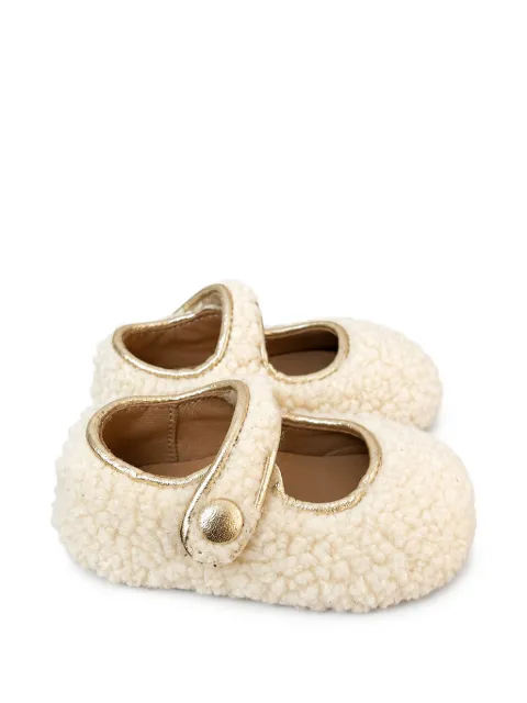 Eli1957 teddy-texture touch-strap ballet flats