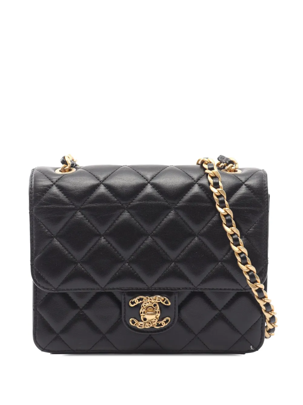 CHANEL Pre-Owned 2021-2026 Mini Quilted Lambskin CC Logo Flap crossbody bag - Schwarz