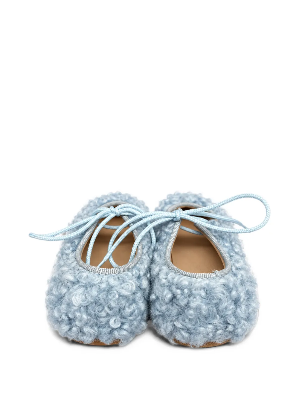 Eli1957 faux-fur lace-up ballet flats - Blu