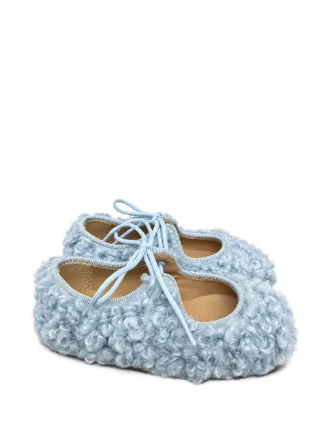 Eli1957 faux-fur lace-up ballet flats