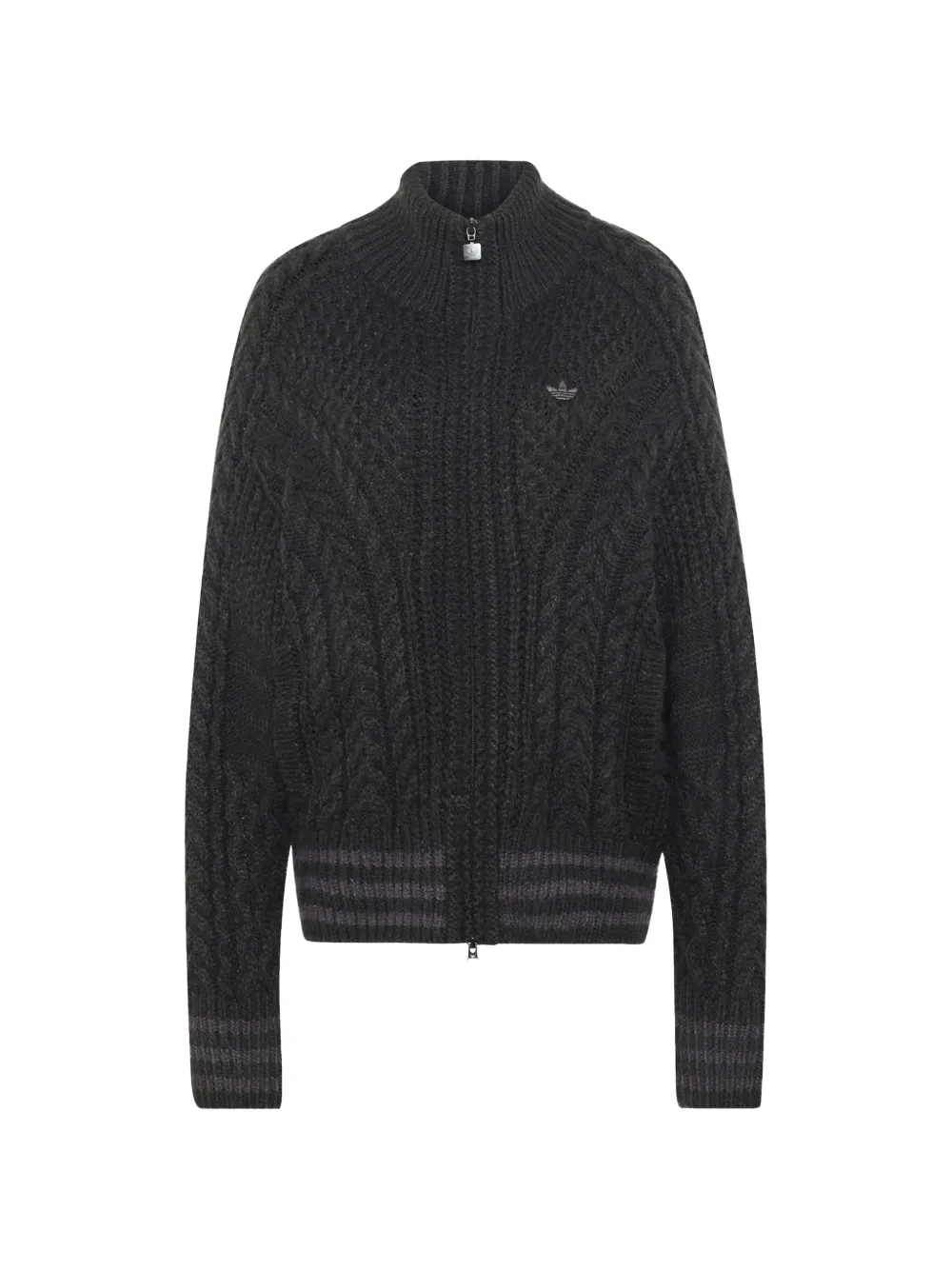 adidas cable-knit Trefoil cardigan - Black