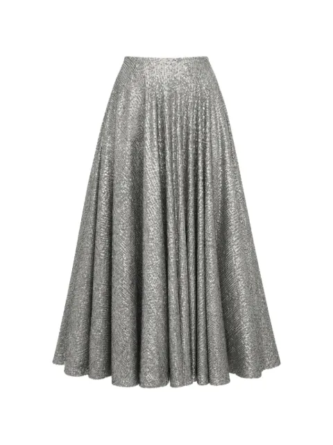 Norma Kamali falda midi acampanada con detalle de cadena