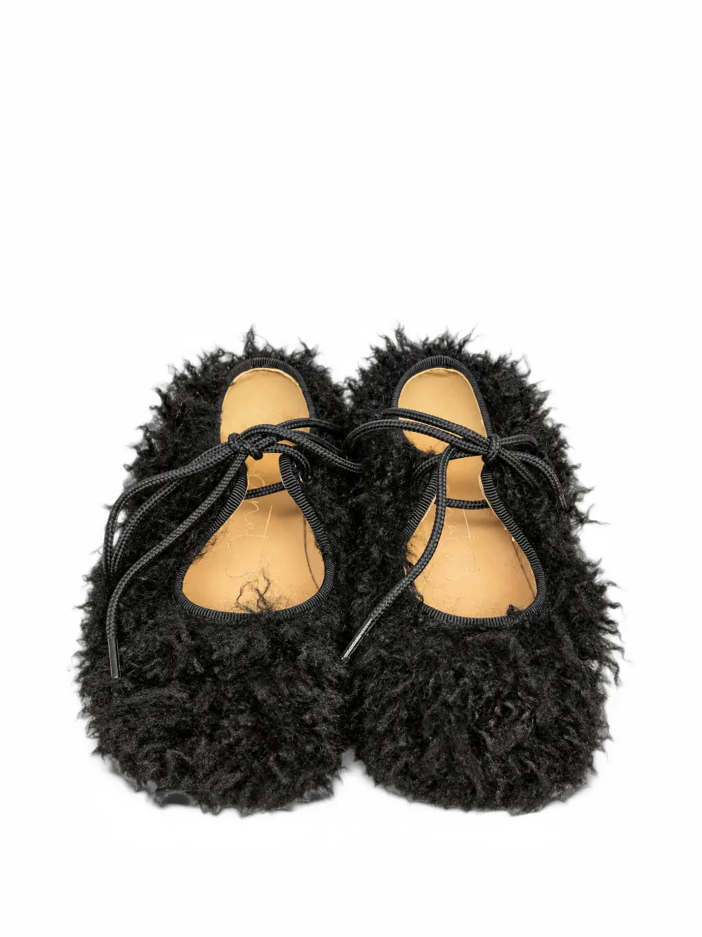 Eli1957 faux-fur tie-fastening ballet flats - Nero