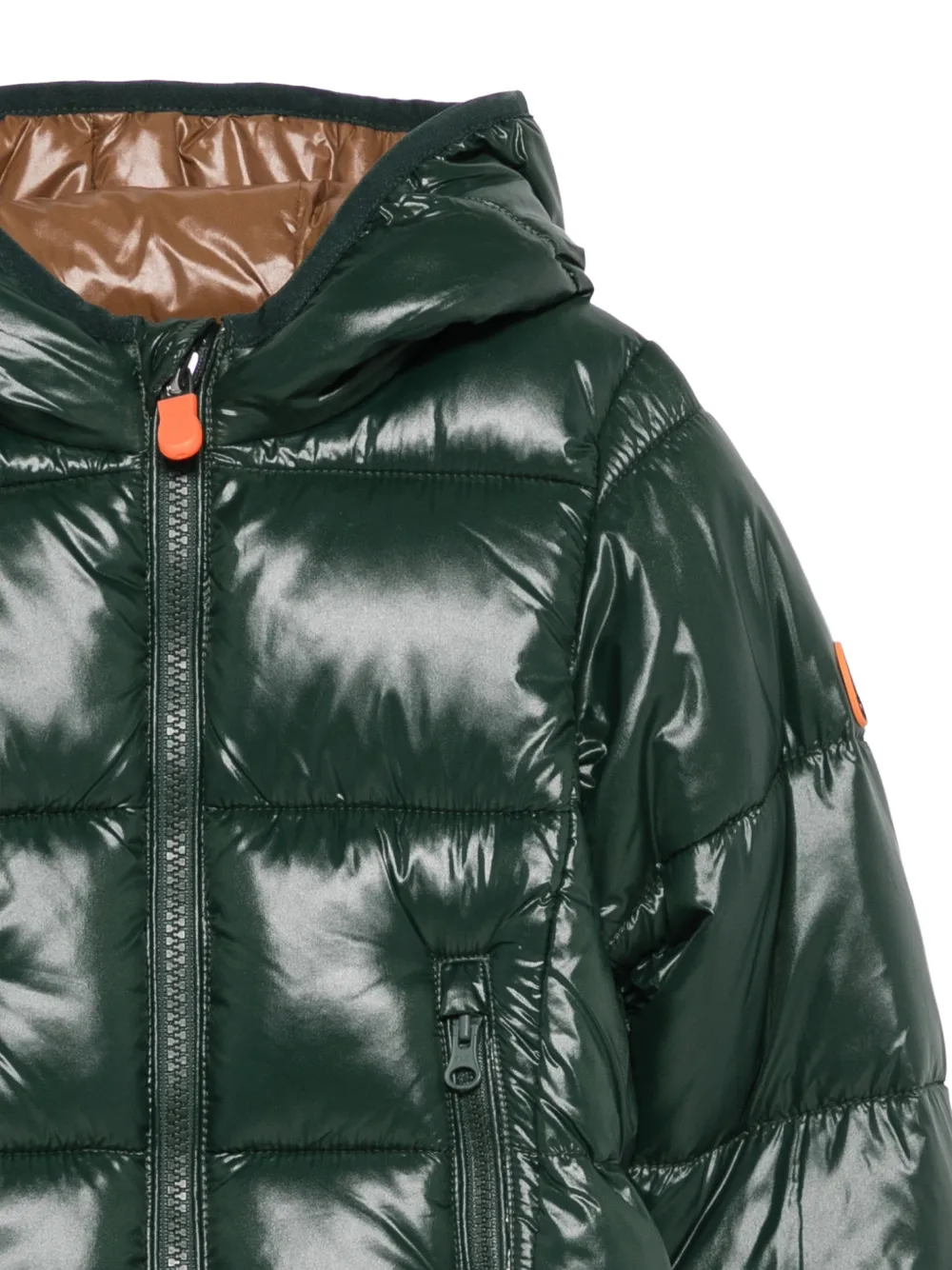Save The Duck Kids quilted hooded jacket Groen
