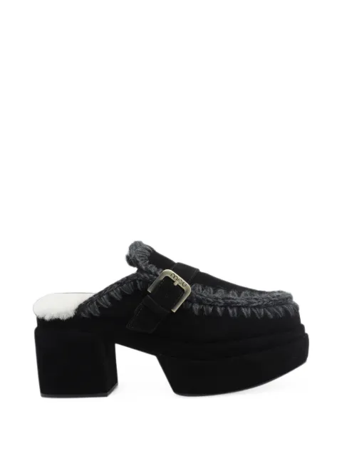 Mou crochet-trim platform clogs