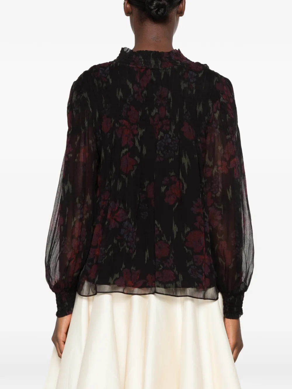 Ba&Sh Douce floral-print ruffled blouse Zwart