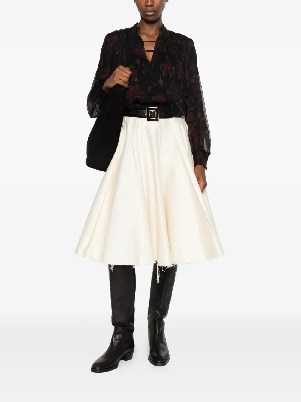 Ba&Sh Douce floral-print ruffled blouse Zwart