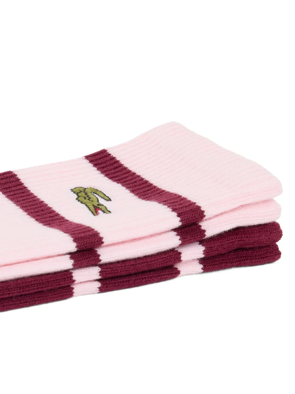 Lacoste logo-embroidered striped socks (set of two) Roze
