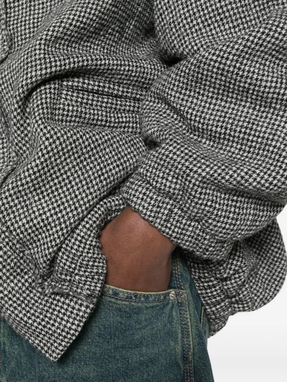 R13 houndstooth-pattern oversized cardigan Zwart
