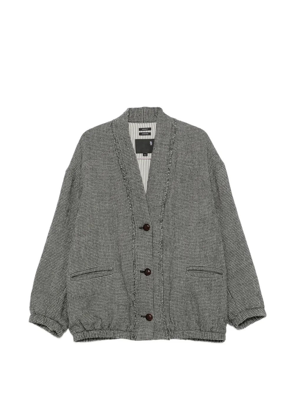 R13 houndstooth-pattern oversized cardigan - Schwarz