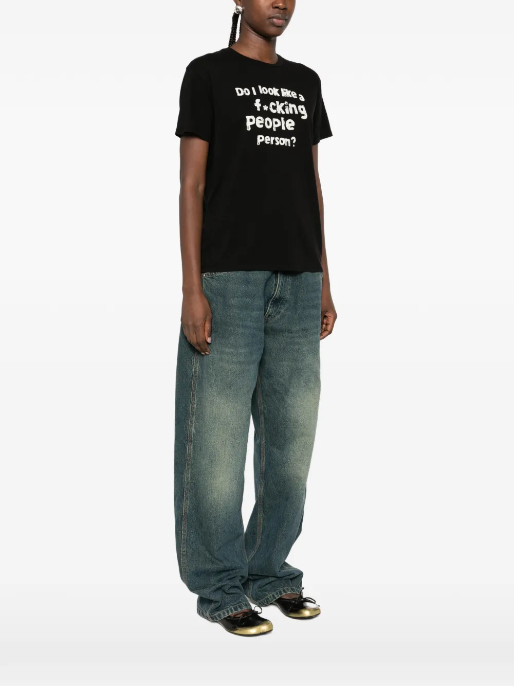 R13 People Person Boy T print T-shirt Zwart