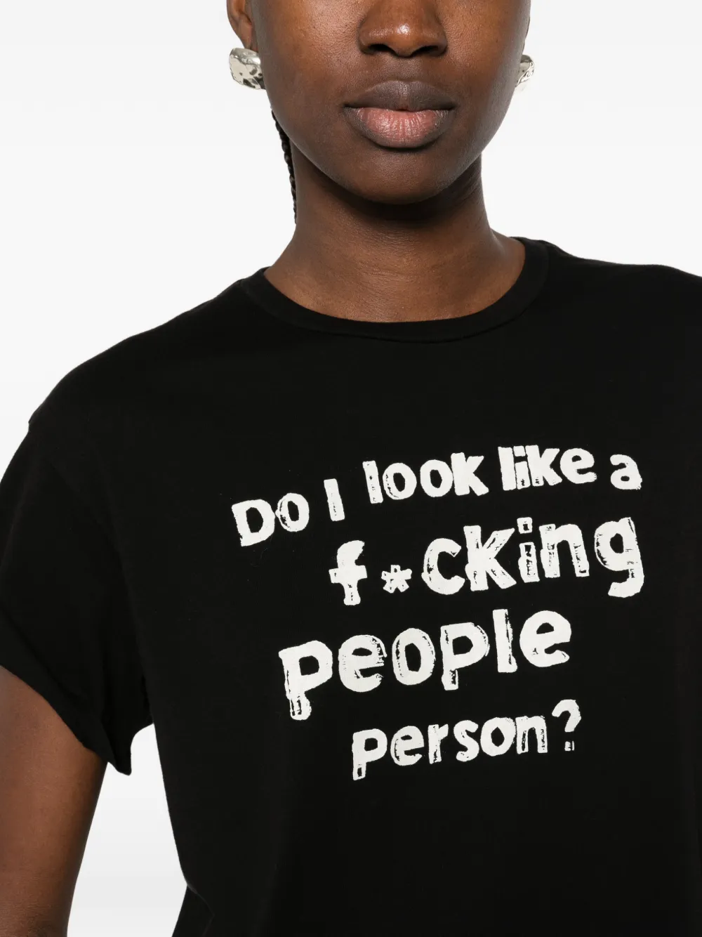 R13 People Person Boy T print T-shirt Zwart