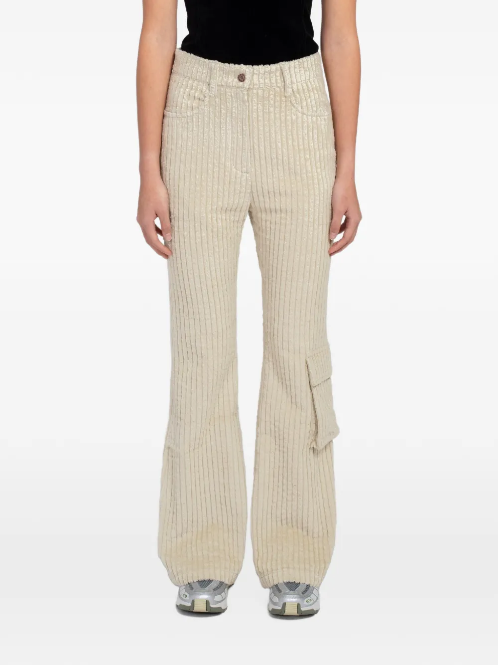 Open YY corduroy-texture flared trousers