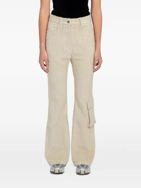 Open YY corduroy-texture flared trousers