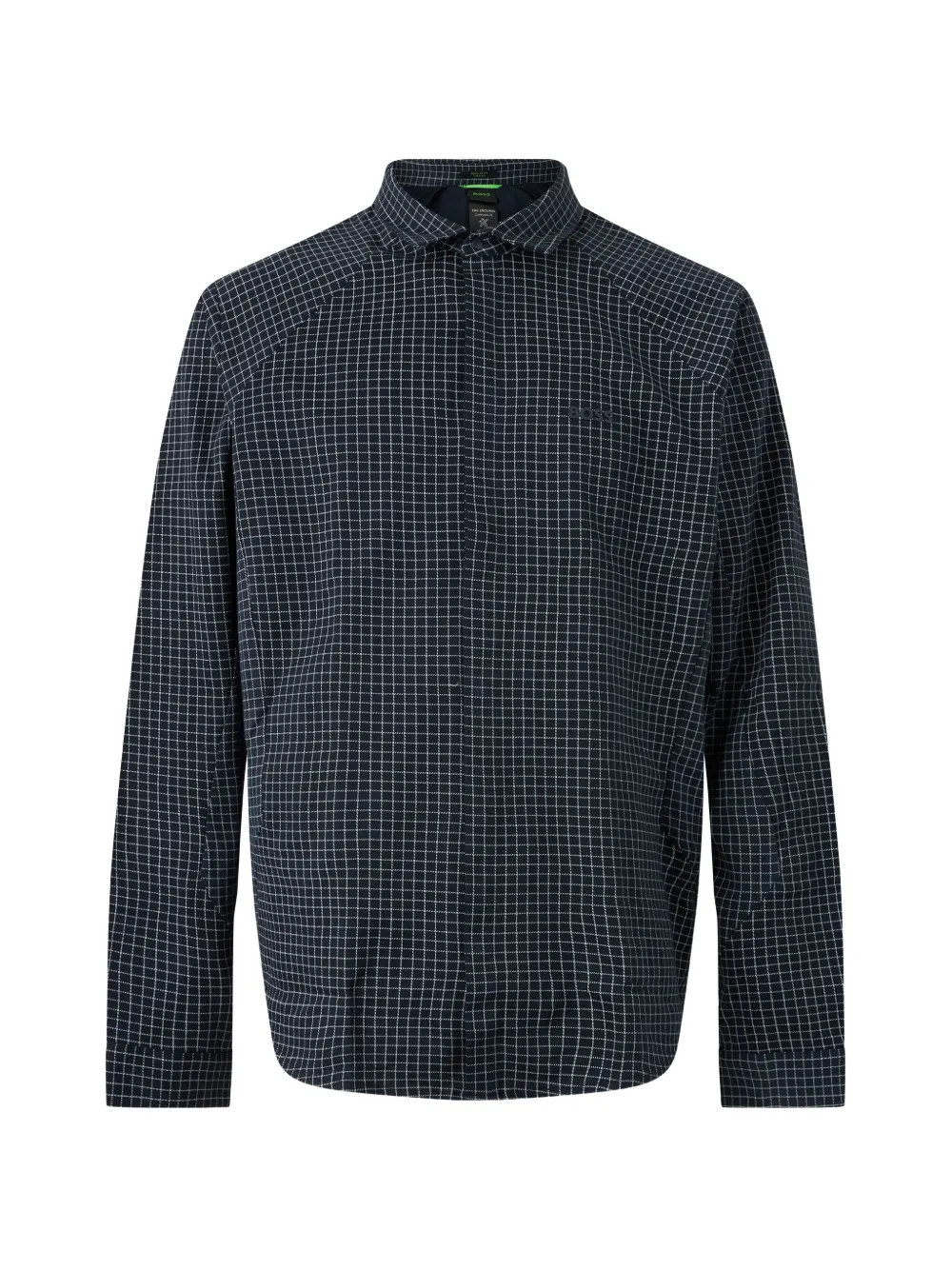 BOSS grid-print raglan-sleeve shirt - Blau