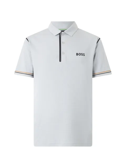 BOSS logo-print piped polo shirt