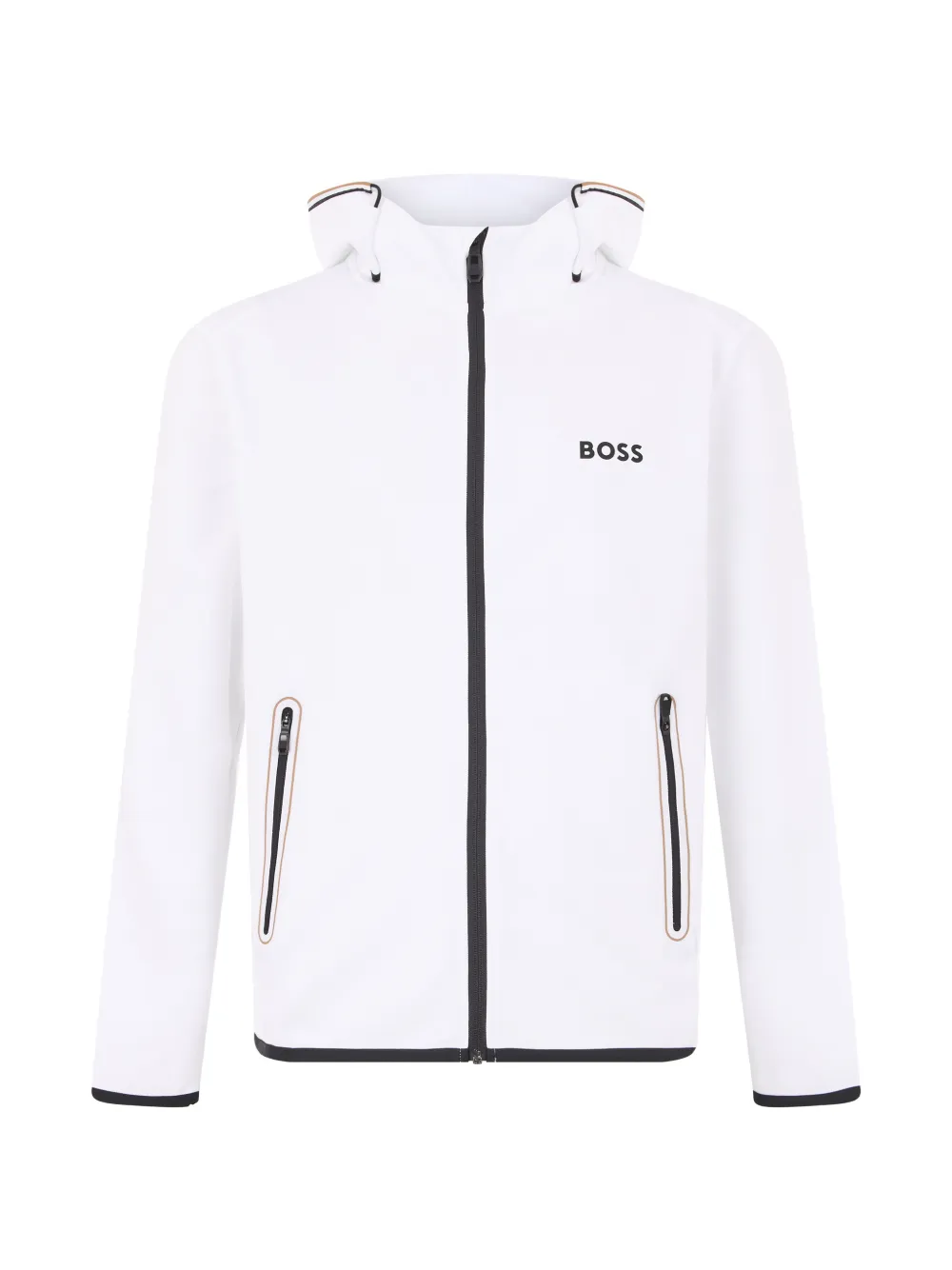 BOSS logo-print zip-up hoodie - Bianco