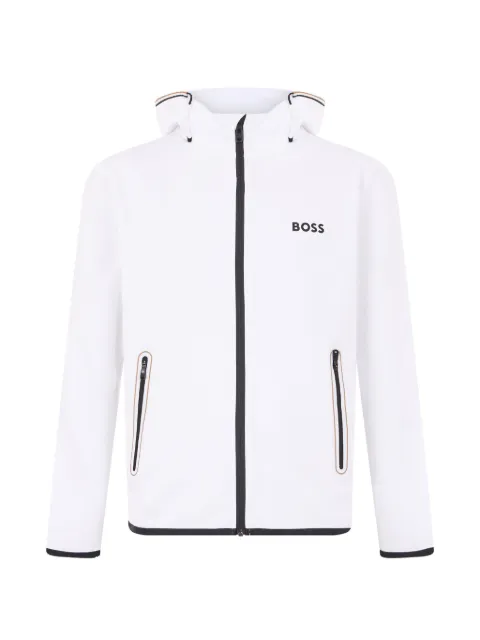 BOSS logo-print zip-up hoodie
