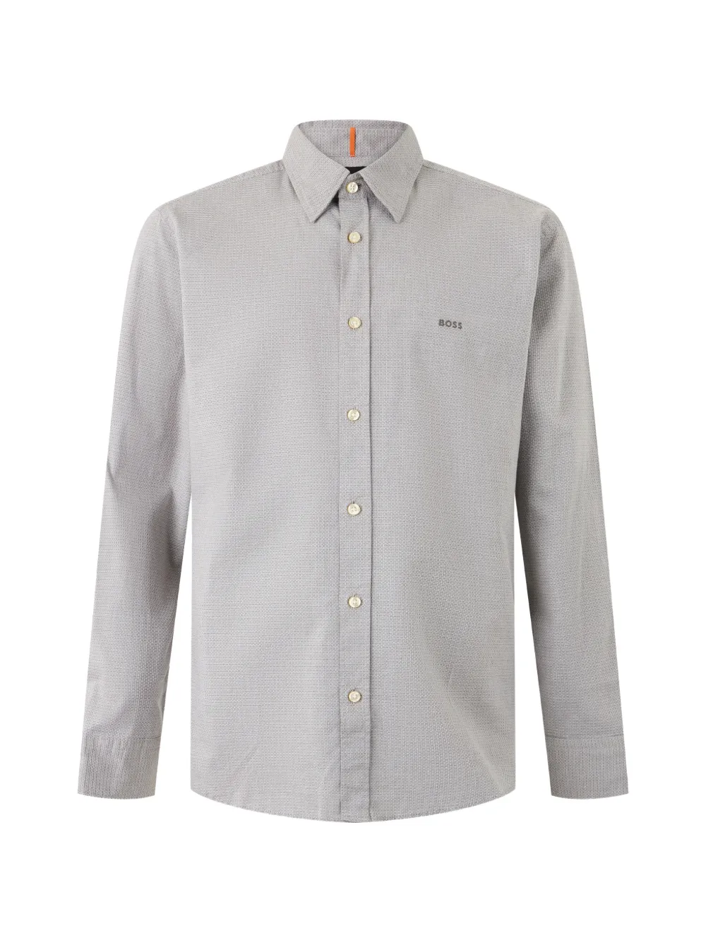 BOSS logo-embroidered patterned shirt - Grau
