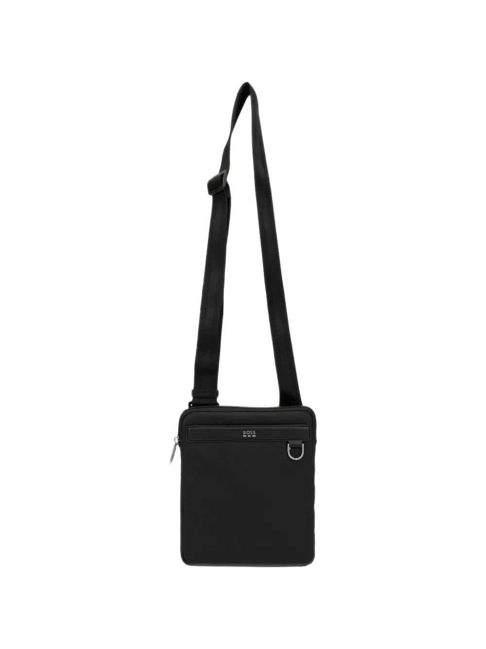 BOSS logo-plaque messenger bag Zwart